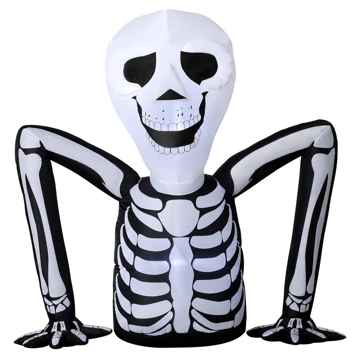 Aufblasbares Halloween-Skelett, aus dem Boden kriechend, mit LED-Lichtern, gruselige Deko für Innen- und Außenbereich