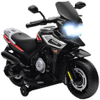 Elektro-Motorrad f¨¹r Kinder von 18-36 Monaten, Aufsitz-Fahrzeug, Hilfsr?der, Lichter, Musik, Kunststoff, Stahl, Schwarz
