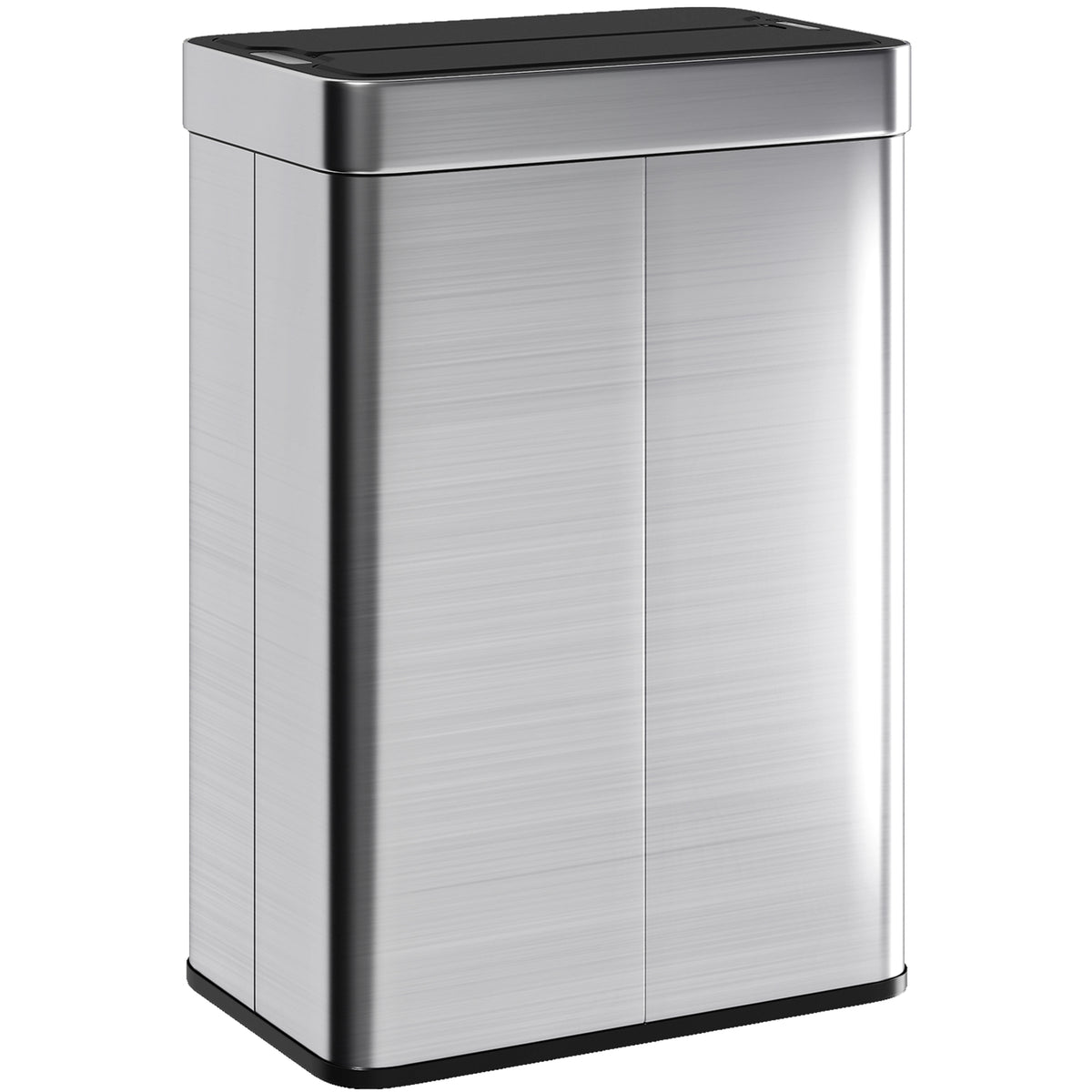 55L Sensor Bin, Large Automatic Touchless Rubbish Bin with Soft-Close Lid, Silver Tone