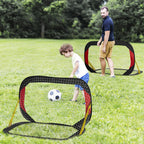 Fußballtor Klapptor 2er-Set mit Tragetasche 120 x 80 x 80cm Stahl Schwarz+Rot+Gold