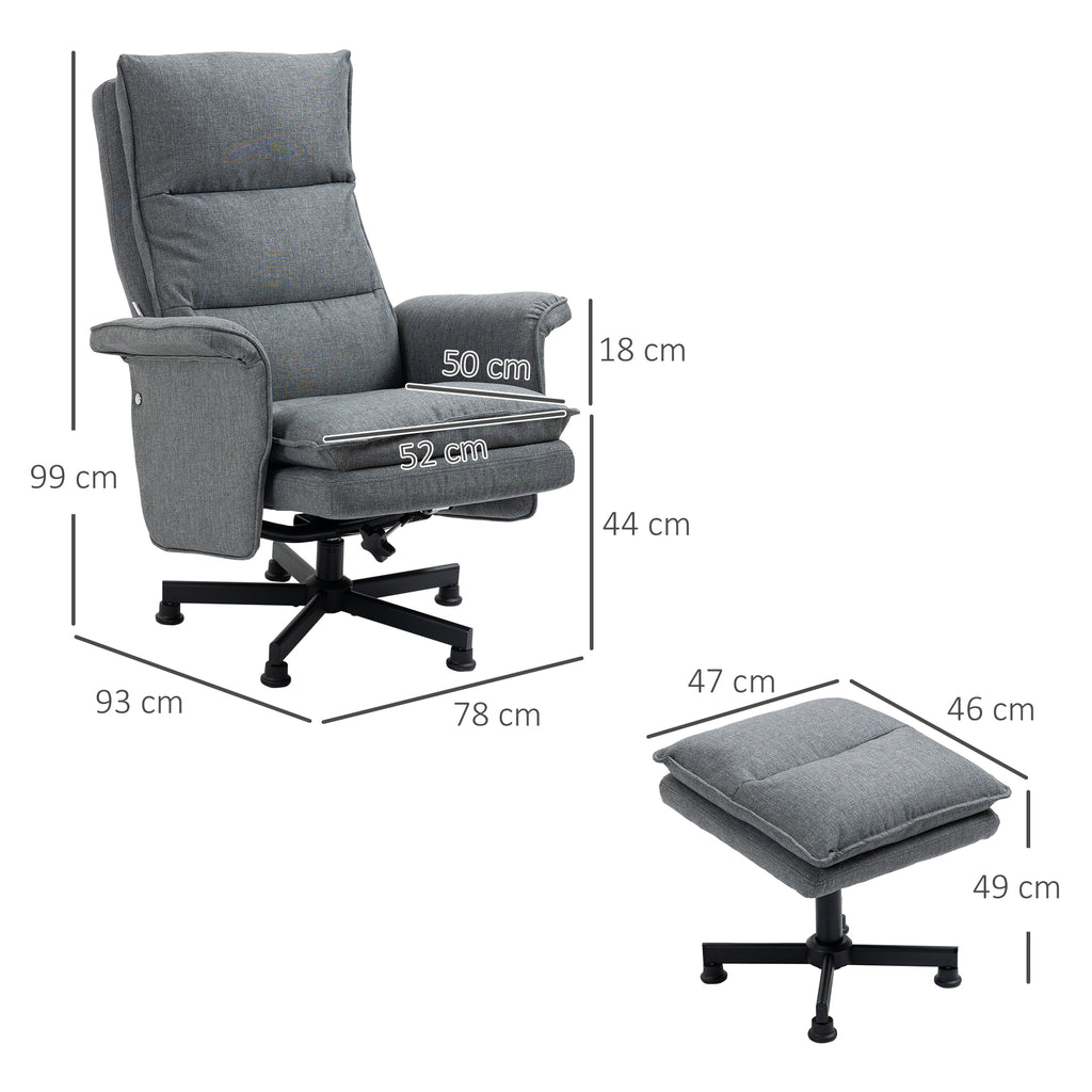 Massage-B¨¹rostuhl mit Fu?hocker, 8 Vibrationsk?pfe, 1 Fernbedienung, 1 Seitentasche, Grau