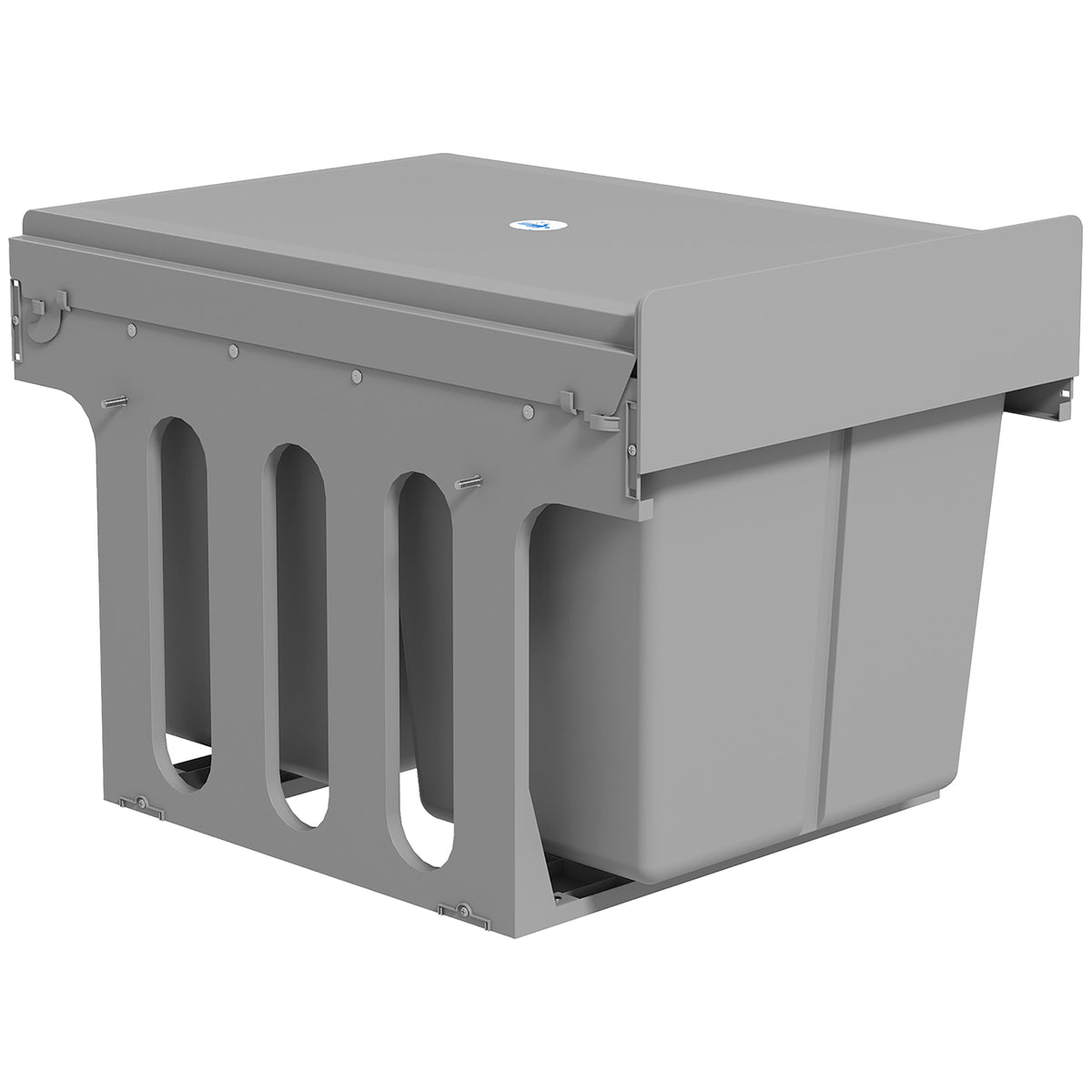 Pull Out Bin, Under Sink Bin - 3 Removable Compartments (15L + 2 x 8L) for 400mm Cabinets, Light Grey