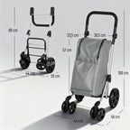 Einkaufstrolley, 46 Liter Tasche, Faltbarer Einkaufswagen mit K¨¹hltasche, verstellbarer Griff, Aluminiumrahmen, Grau