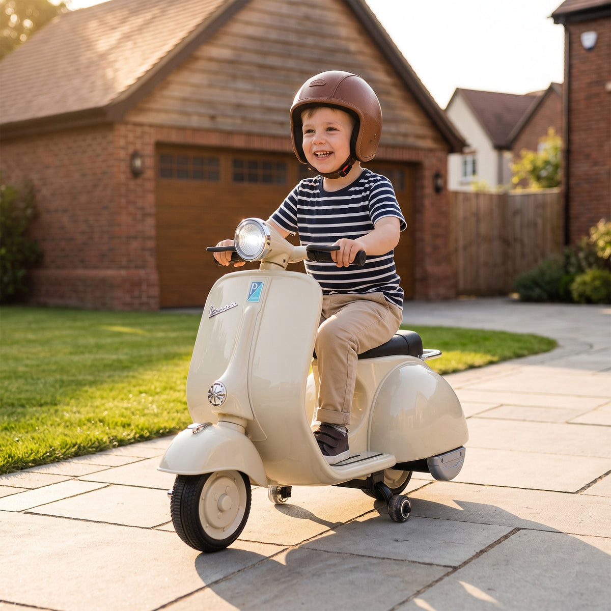 Elektro Motorrad Kinder VESPA 6V Elektromotorrad Lithium-Akku Weiß