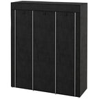 Fabric Wardrobe, with Rails and Shelves - Black