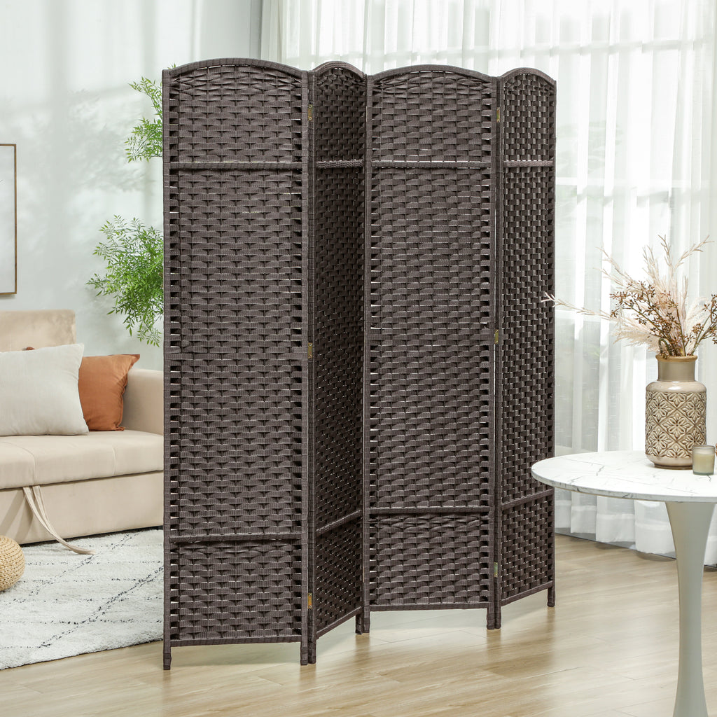 4-teiliger Raumtrenner, Faltbarer Sichtschutz, Sichtschutzwand f¨¹r Wohnzimmer, Schlafzimmer, Homeoffice, Braun