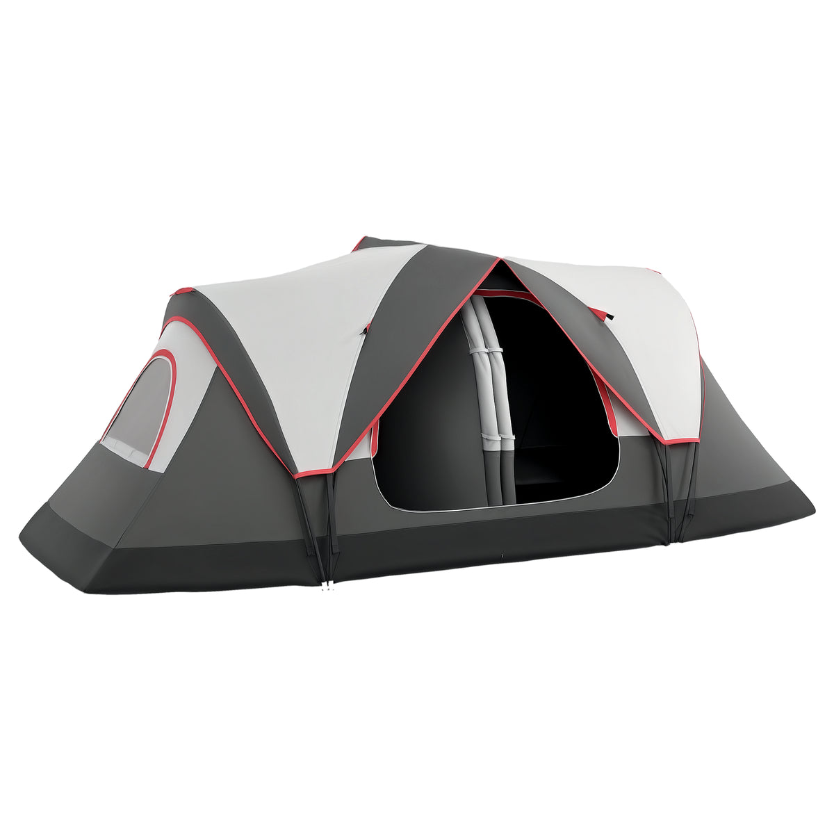 Camping Tent for 6 Man with 2000mm Waterproof Rainfly and Carry Bag for Fishing Hiking Festival, Grey