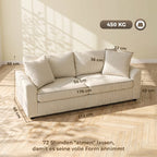 3-Sitzer-Sofa mit Zierkissen, Cordsofa f¨¹r Wohnzimmer, Schlafzimmer, 212 cm breit, Cremewei?