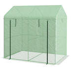 Greenhouse, Walk-in Garden Grow House with Roll-up Door and Mesh Windows, 200 x 140 x 200cm, Green