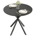 Runder Küchentisch, 80 cm, kompakte Tischplatte, Spanplatte, Metall, Schwarz