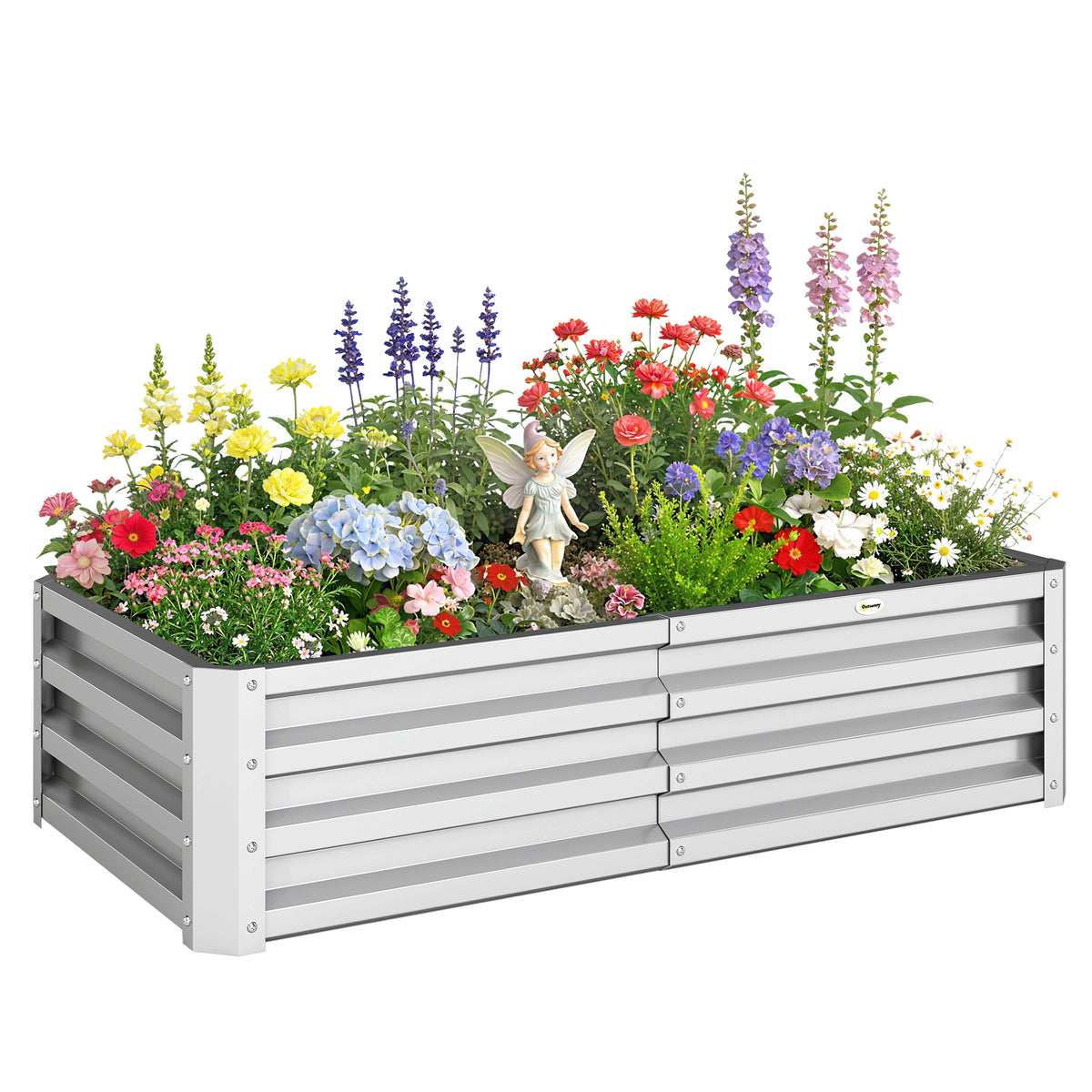 Raised Beds for Garden, Galvanized Outdoor Planters, for Herbs and Vegetables, Use for Patio, Backyard, Balcony, Silver