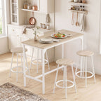 5-teiliges Bartisch-Set für 4 Personen, Industrieller Stehtisch mit Hockern für Küche & Esszimmer, Eiche
