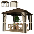 Gartenpavillon ca. 3 x 3 m Aluminium Pavillon mit Stahldach Hardtop Moskitonetz 4 Seitenteile, UPF50+