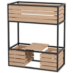 Planzkasten Blumentreppe Hochbeet, weterbest?ndig, 3 Pflanzk?sten, 83 cm x 39 cm x 100 cm, Natur + Schwarz