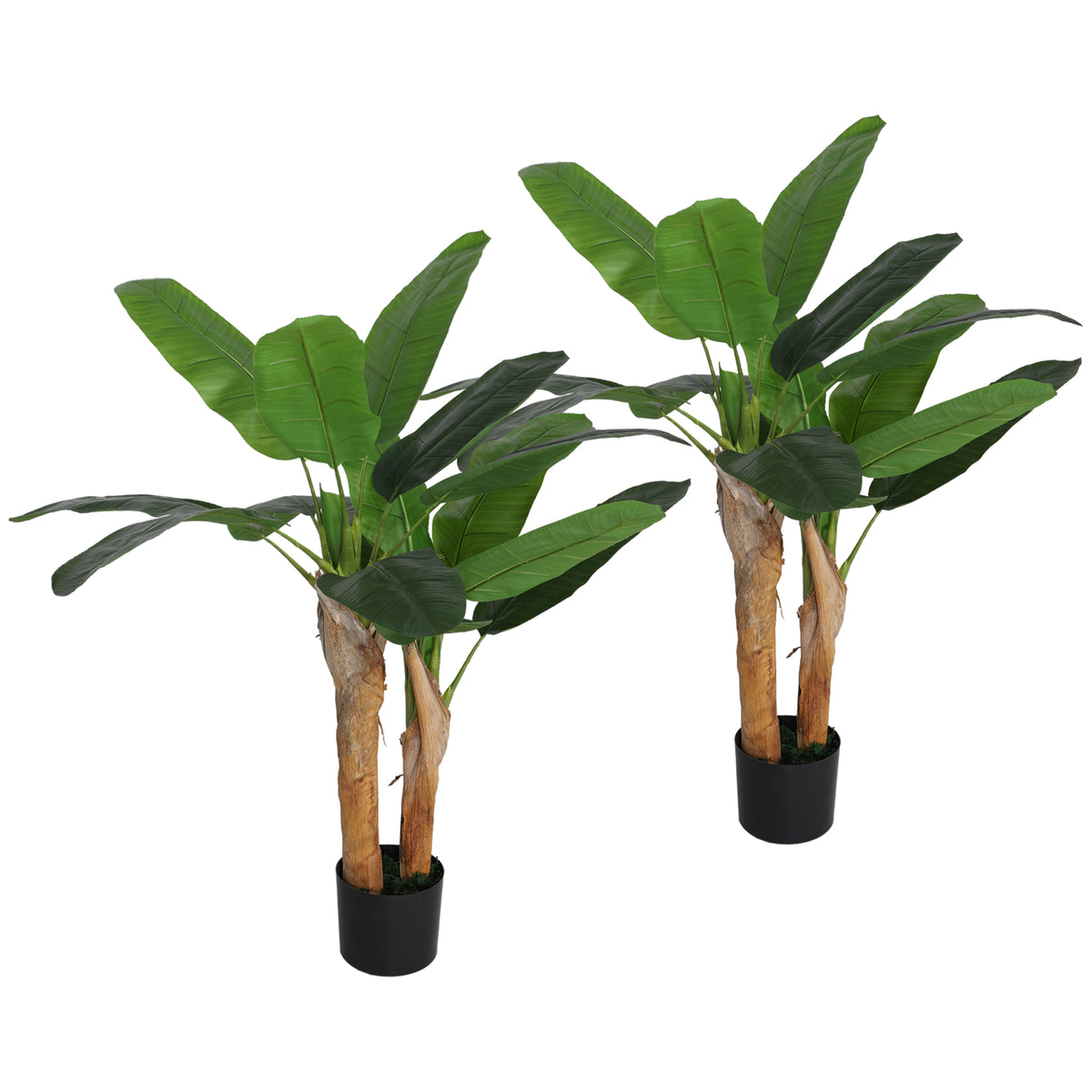 Kunstpflanze, k¨¹nstlicher Baum, 2er-Set, nat¨¹rlicher Look, Kunststoff, Topf, Gr¨¹n