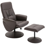 2-teiliges Sessel-Set, Sessel mit Fußhocker, Relaxsessel mit Fußhocker, höhenverstellbar, neigbare Rückenlehne, Braun