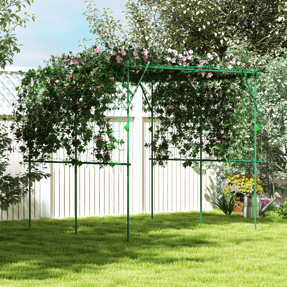 Rankgitter aus Stahl zum Stecken rostfrei Rankhilfe f¨¹r Kletterpflanzen Spalier 223 x 223 x 223 cm Rosenbogen Gr¨¹n
