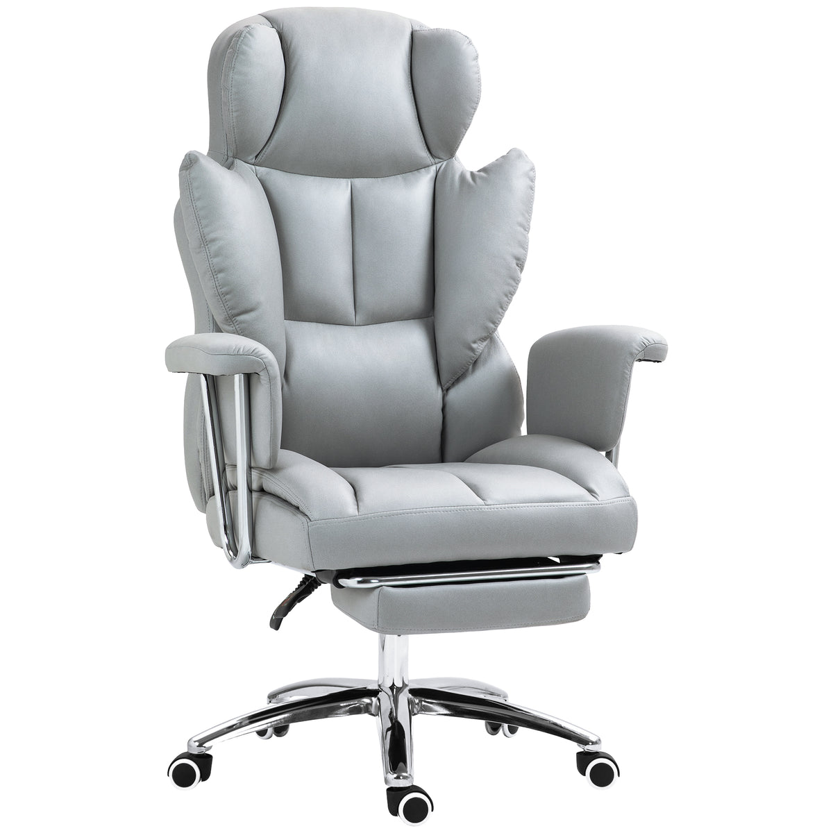 Ergonomischer B¨¹rostuhl, gepolstert, mit Fu?st¨¹tze, verstellbarer Lehne, 360¡ã drehbar, Hellgrau