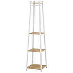 Compact Freestanding Coat Rack -  White/Oak