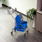 Reinigungseimer, Wischmoppeimer, rollbar, Kunststoff, Metallgriff, Blau