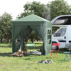 2x2m Pop-Up Gazebo, with Curtain Walls and Windows, Green