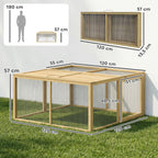 Wooden Folding Rabbit Hutch, for 2-3 Rabbits - Natural Wood