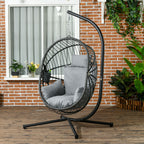 Outdoor Hängesessel Hängesessel, inkl. Polster, Egg-Chair, 120 cm x 106 cm x 188 cm, Grau
