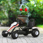 Gokart, Tretauto mit verstellbarem Sitz, Bremse, Pedalantrieb, Tretfahrzeug mit Vor- und Rückwärtsgang, Kinderfahrzeug bis 35 kg belastbar, für Kinder 3-6 Jahre Weiß