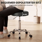 Rollhocker aus PU-Leder, höhenverstellbarer Salonhocker mit gepolsterter Sitzfläche, drehbarer Beautyhocker auf Rollen