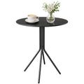 Gartentisch Ø60 x 71 cm, Wetterfest Balkontisch aus Stahl, Rund Beistelltisch mit Fußpolster Schwarz