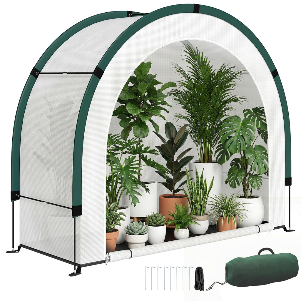 Foldable Small Greenhouse, Portable Green House Mini Greenhouse with Zipper Door, PE Base, 200 x 80 x 164 cm, Green
