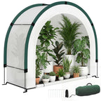 Foldable Small Greenhouse, Portable Green House Mini Greenhouse with Zipper Door, PE Base, 200 x 80 x 164 cm, Green