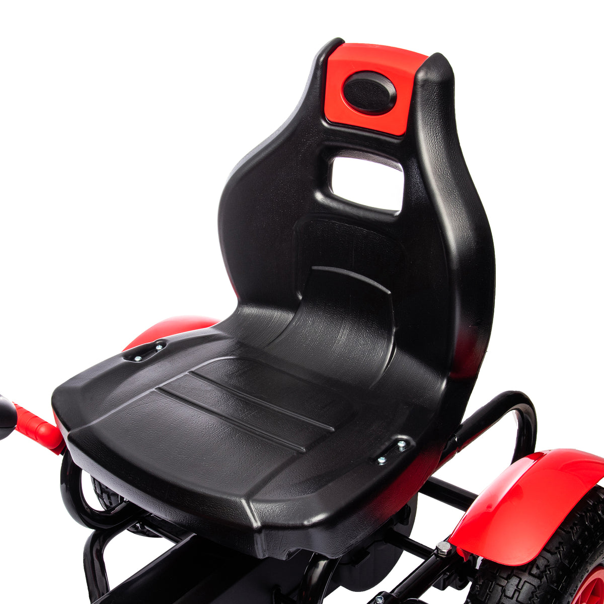 Gokart Tretauto mit Handbremse, verstellbarem Sitz, Vor- und Rückwärtsgang, bis 50kg für Kinder 5-12 Jahren Rot