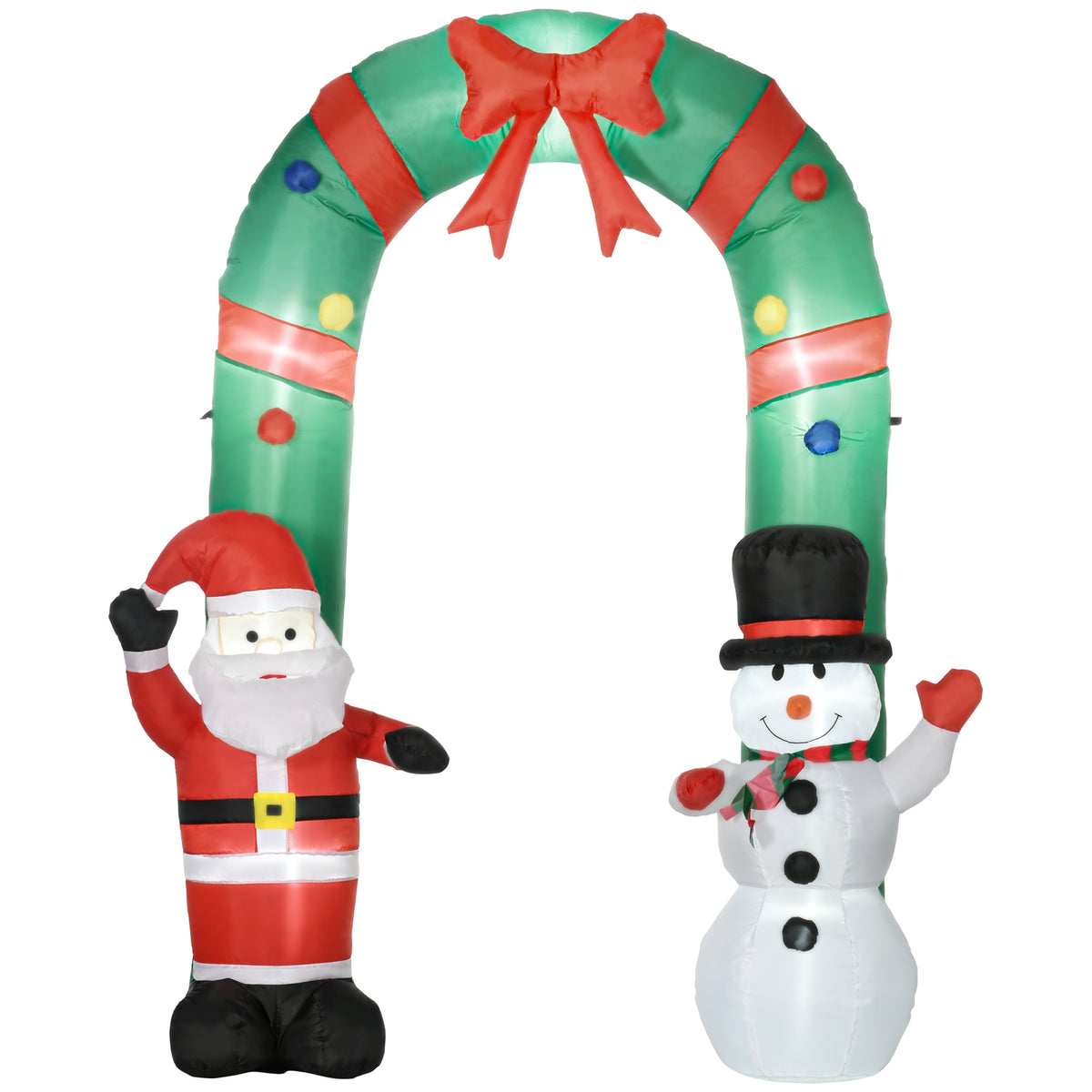 Aufblasbarer Torbogen mit Weihnachtsmann und Schneemann, LED-Beleuchtung, integriertes Gebläse, 198 x 80 x 245 cm