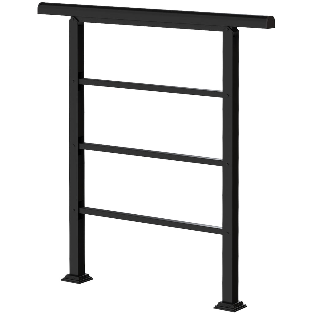 Outdoor Handrail for Stairs, 0°-45° Adjustable Wrought Iron Exterior Handrail, Fit 1 to 3 Steps Stair Railing