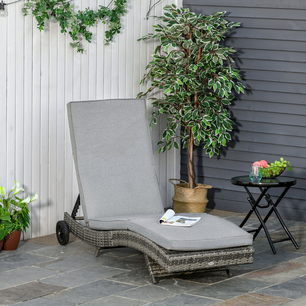 Polyrattan Sonnenliege Gartenliege mit Kissen 5-stufig verstellbar Rattanliege Gartenmöbel Liege S-Form Metall Grau 207 x 70 x 70 cm
