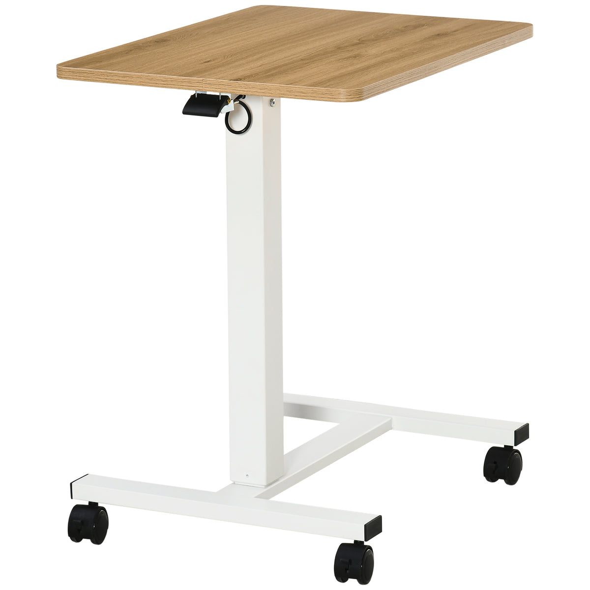 Stehpult H?henverstellbar inkl. 4 Rollen C-Form 65?cm x 48?cm x 70-110 cm Natur + Wei?
