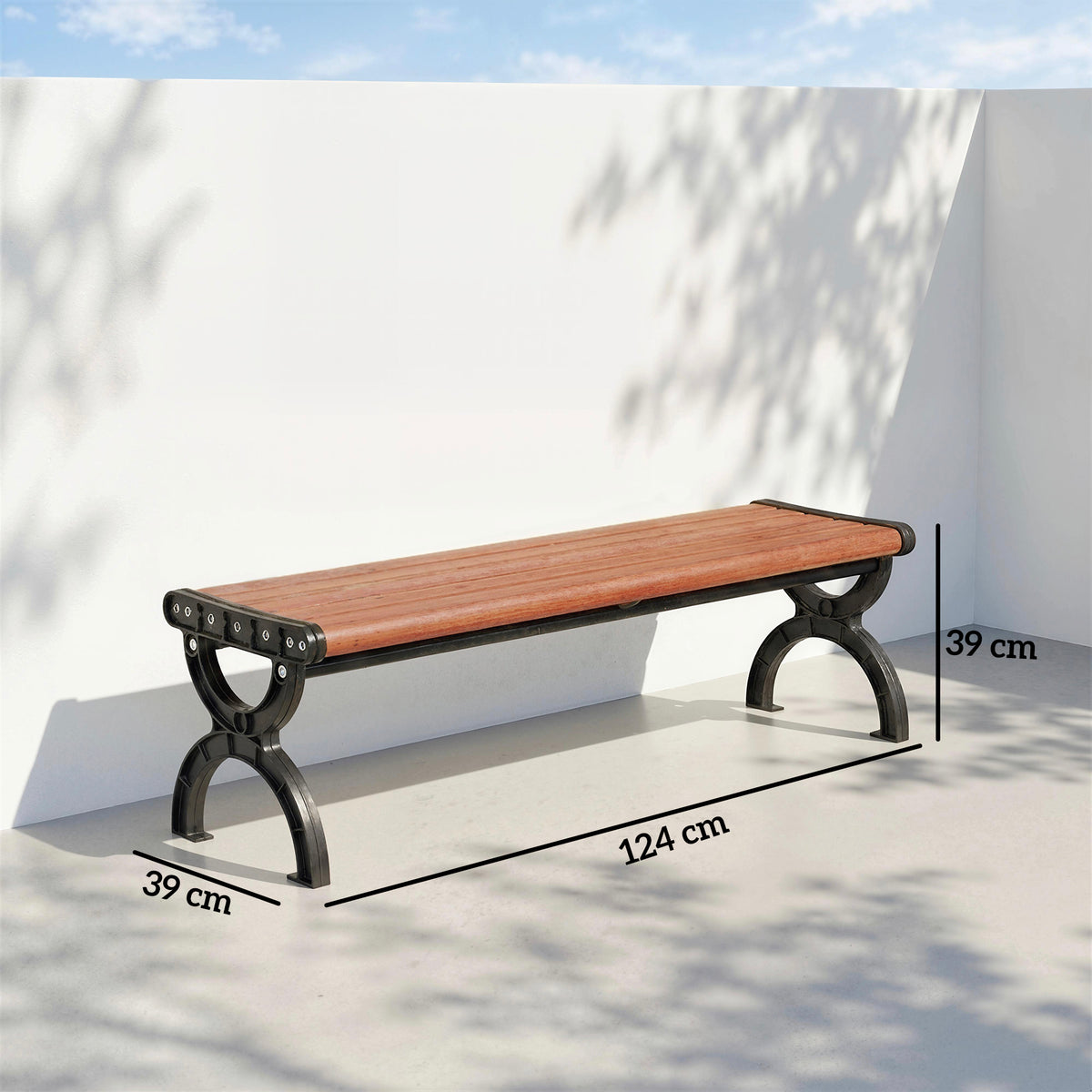 Gartenbank 2-Sitzer, Outdoor Sitzbank mit Metallrahmen und Latten-Sitz, Terrassenmöbel für Garten und Terrasse