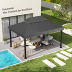 Pavillon-Ersatzdach, 3 x 4 m, Ersatzplane mit Wasserablauf-Öffnungen, Polyester, Sonnenschutz, UPF30+, Dunkelgrau