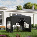 3x3(m) Pop-Up Gazebo, with Curtain Walls and Windows, Black