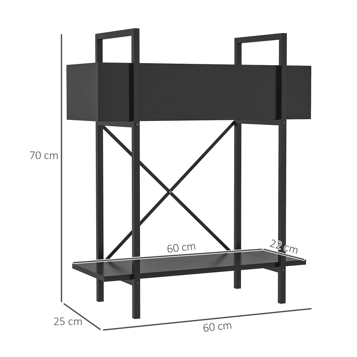 Pflanzenst?nder, Blumentopfst?nder mit 2 Ebenen, Ablaufl?cher, f¨¹r drinnen und drau?en, Metall, Schwarz