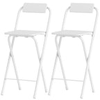 Barhocker 2er Set, Klappbar Barstuhl mit Stahlgestell, Lehne, Fußstütze Tresenhocker für Küche 37 x 45 x 87 cm Weiß