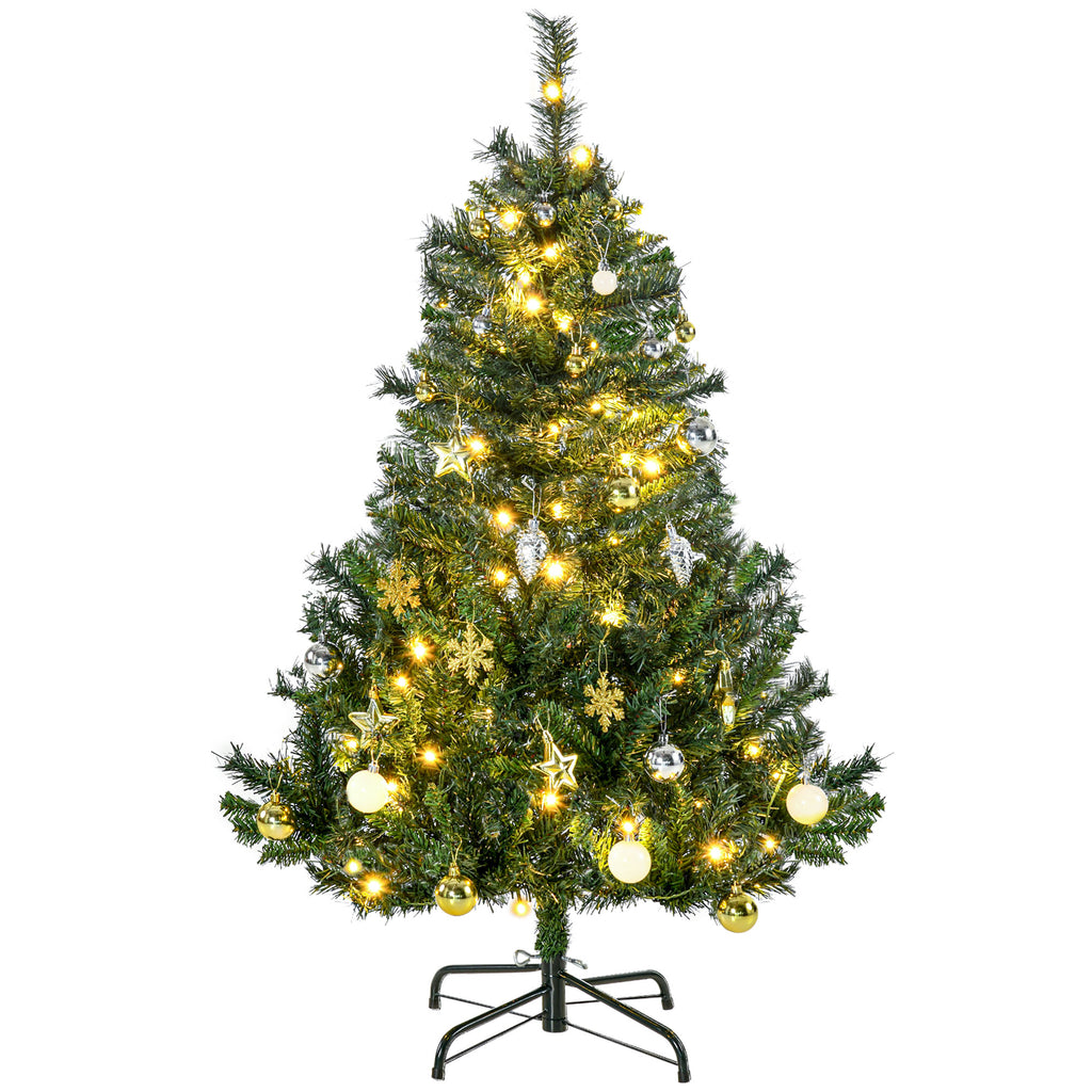 Weihnachtsbaum Christbaum Kunsttanne, 1,2m, LEDs, inkl. Stern, 75 cm x 75 cm x 120 cm, Grün