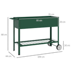 Hochbeet Pflanzbeet Pflanzkasten, 1 Ablage, 2 Rollen, 109 cm x 44 cm x 80 cm, Gr¨¹n