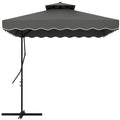 2.5m Square Double Top Garden Parasol Cantilever Umbrella with Ruffles, Dark Grey