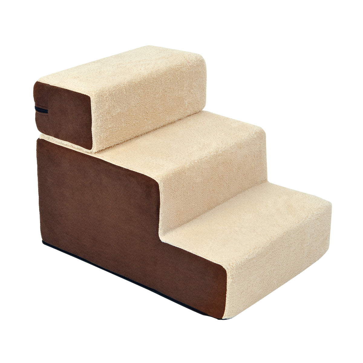 Haustiertreppe Hundetreppe Katzentreppe 3 Stufen für Katzen und Hunde Plüsch Beige 54 x 40 x 39cm