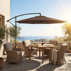 2.45m Overhanging Cantilever Parasol, with Cross Base - Brown