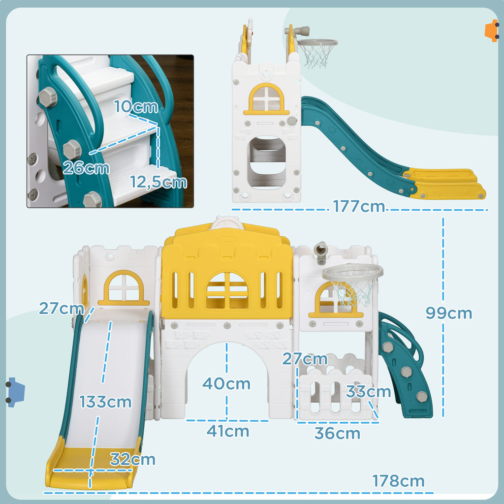 9-in-1 Toddler Slide for Ages 1-3 Years with Basketball Hoop