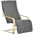 Akzentsessel, Relaxsessel mit verstellbarem Fußteil, Birkenholzrahmen, bis 120 kg, 66,5 x 94 x 100 cm, Grau
