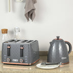2-in-1 K¨¹chenset, Toaster und Wasserkocher, mehrere Optionen, 1,7 L, 4 Toastscheiben gleichzeitig, Kunststoff, Grau
